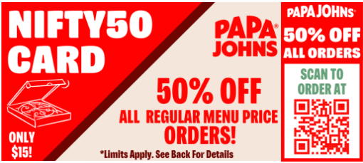 Nifty Fifty Papa John's Cards